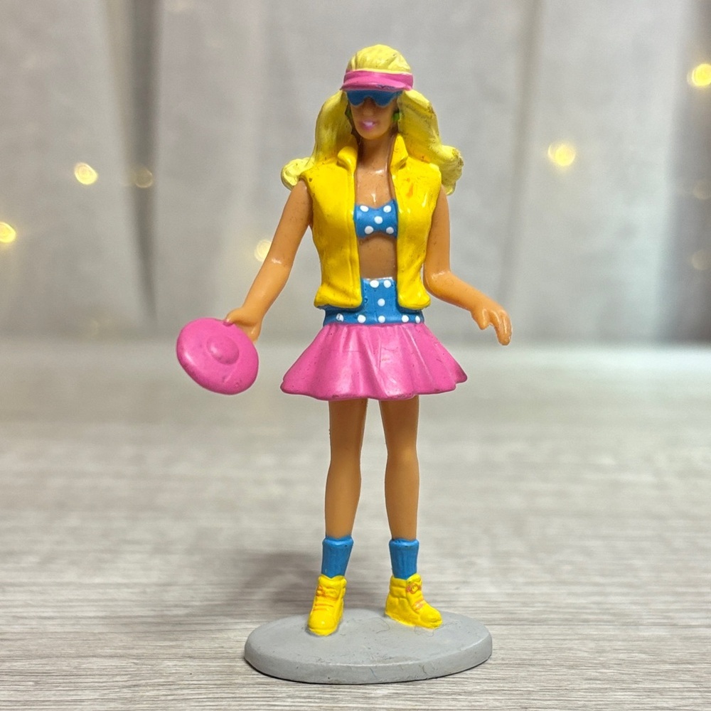 Vintage 1990 Barbie with Pink Skirt and Yellow Vest